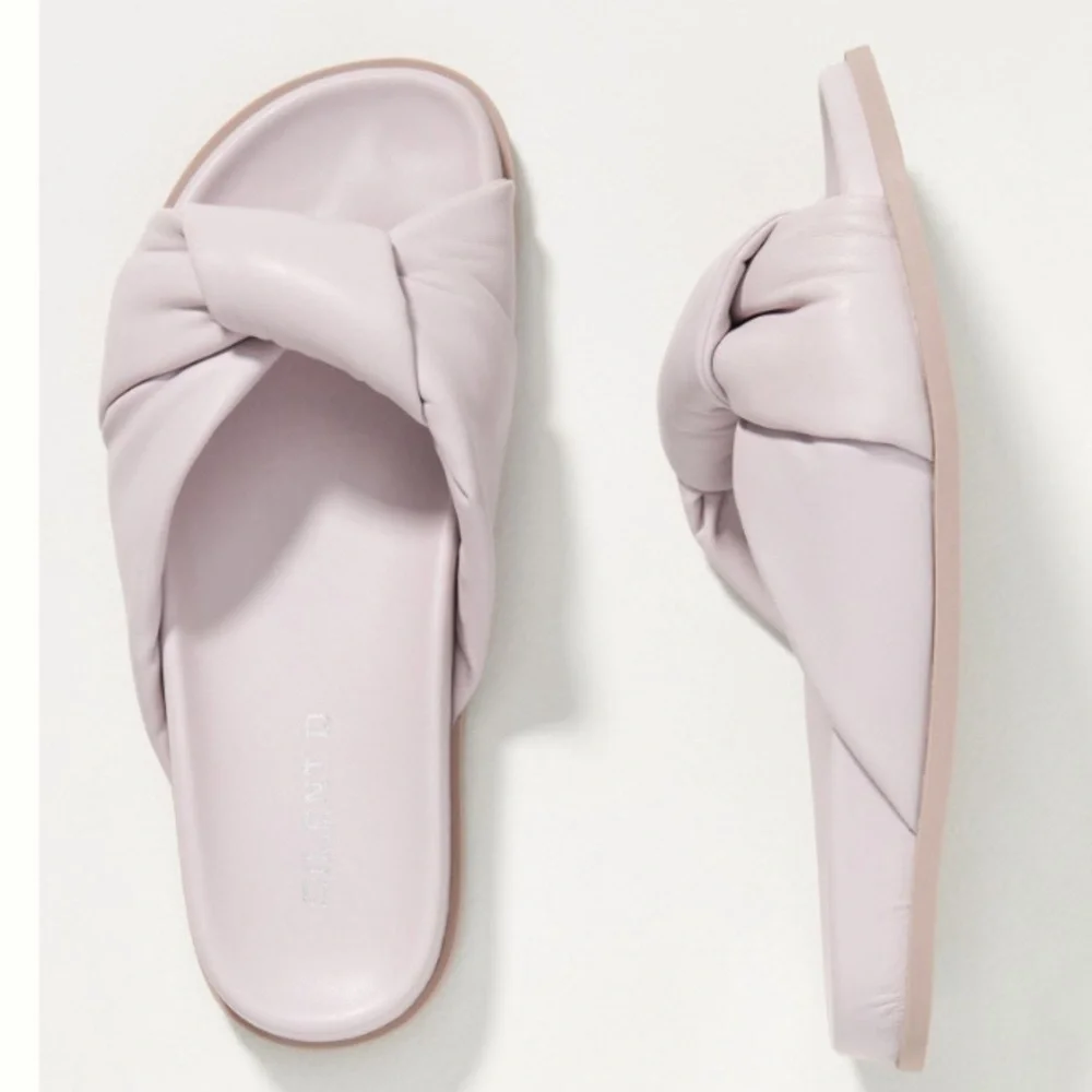 Anthropologie Silent D Herron Lilac Faux Leather Knot Strap Slides Sz 41